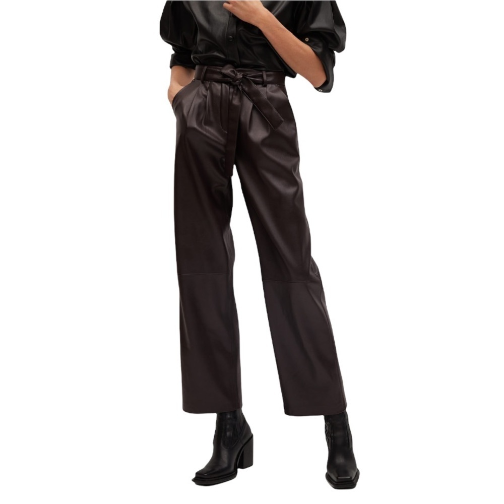 Mango Leather-effect straight trousers